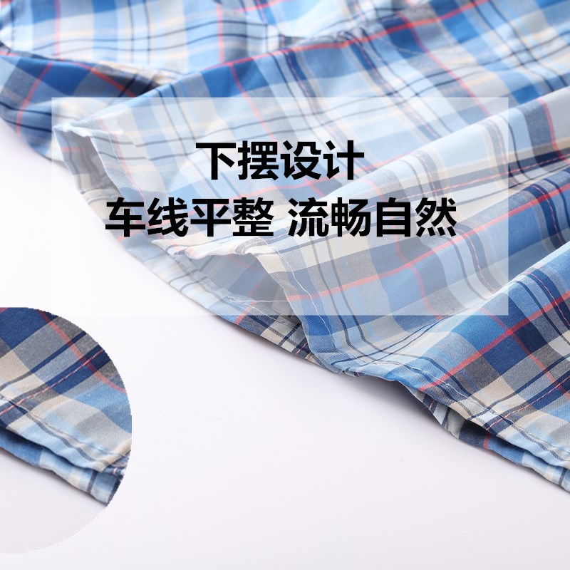 5条阿罗裤青年男士纯棉梭织大码平角内裤中老年宽松家居格子短裤