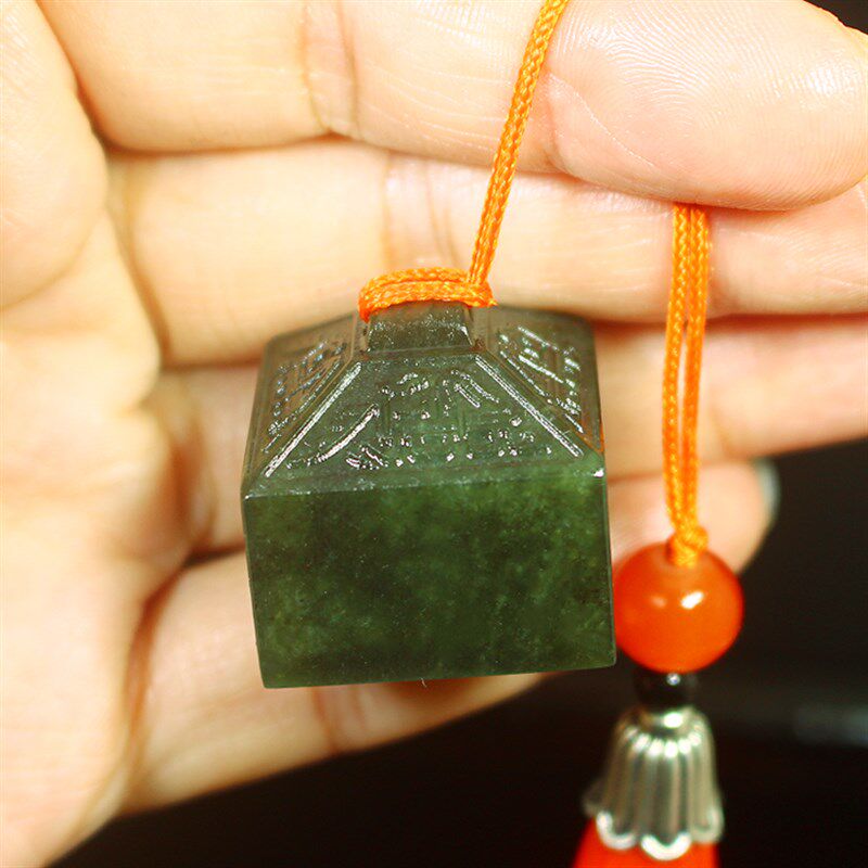 墨绿冻石博古钮方章天然石手工篆刻寿山石印章石料书画姓名章料