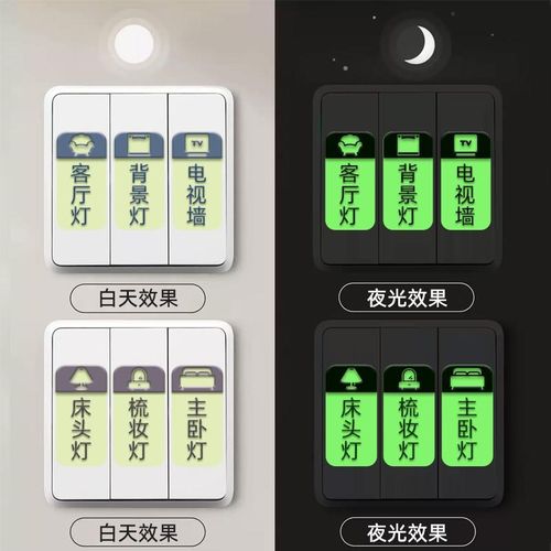 开关标识贴夜光贴纸灯贴标签贴家用电表箱标识插座装饰立体字标签