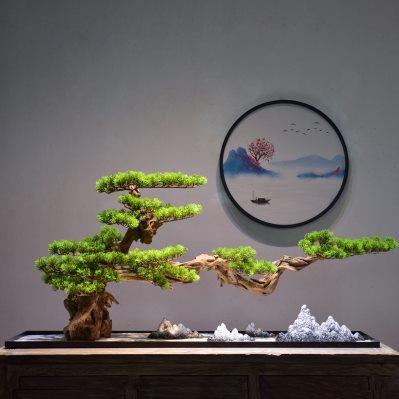清仓特价仿真迎客松盆景绿植桌面新中式禅意摆件玄关客厅家居装饰