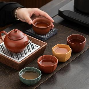 主人杯随手礼家用陶瓷茶具品茗杯 文创紫砂五福杯功夫茶具茶装