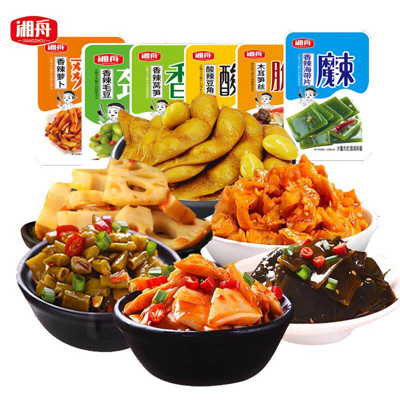 湘舟香辣海带毛豆豆角藕片萝卜咸菜小包装麻辣开胃下饭菜即食零食