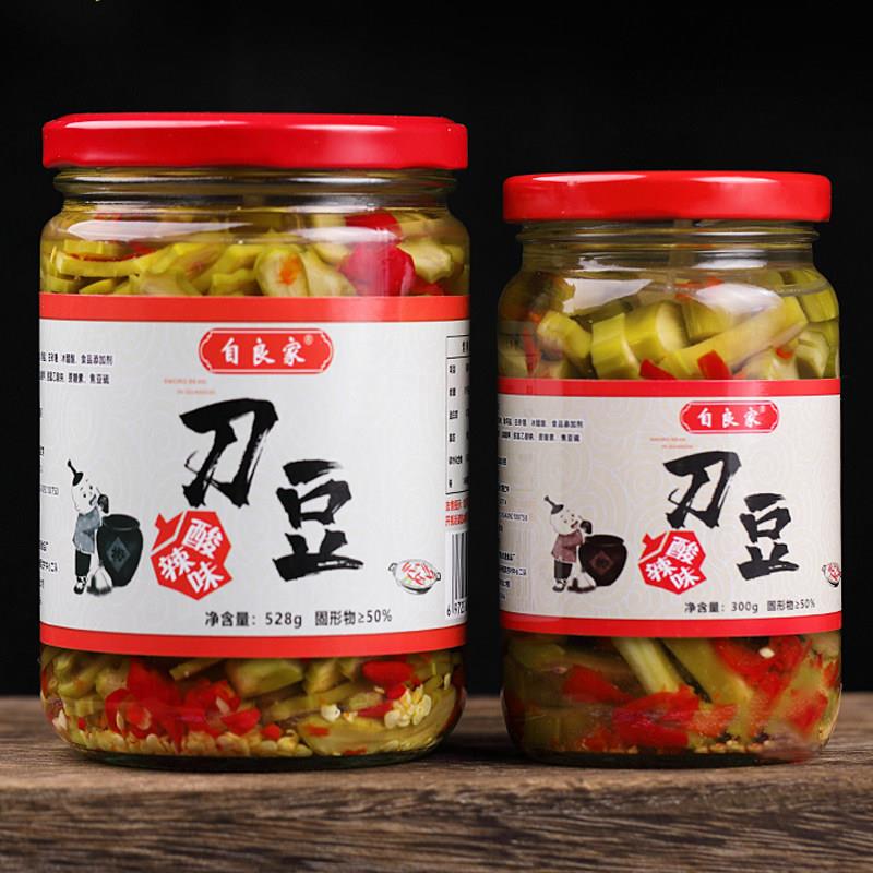 广西酸辣刀豆瓶装酸菜新鲜咸菜酸豆角腌制下饭菜瓶装酸辣刀豆包邮