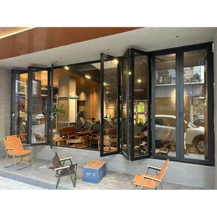 左右折叠推拉上下折叠铝合金门窗网红咖啡奶茶车库阳台颜色可定制