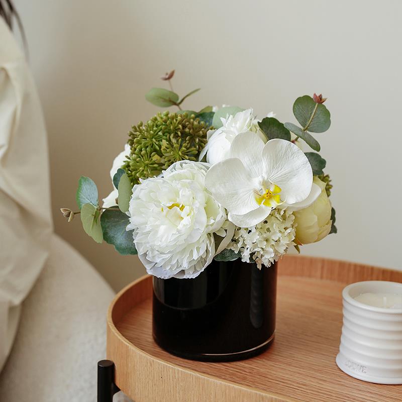 ladylike 假花仿真花摆设 蝴蝶兰芍药花瓶插花婚房布置玄关摆件
