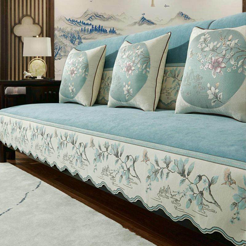 新中式沙发垫坐垫四季通用防滑高档实木沙发套罩盖布红木家具座垫