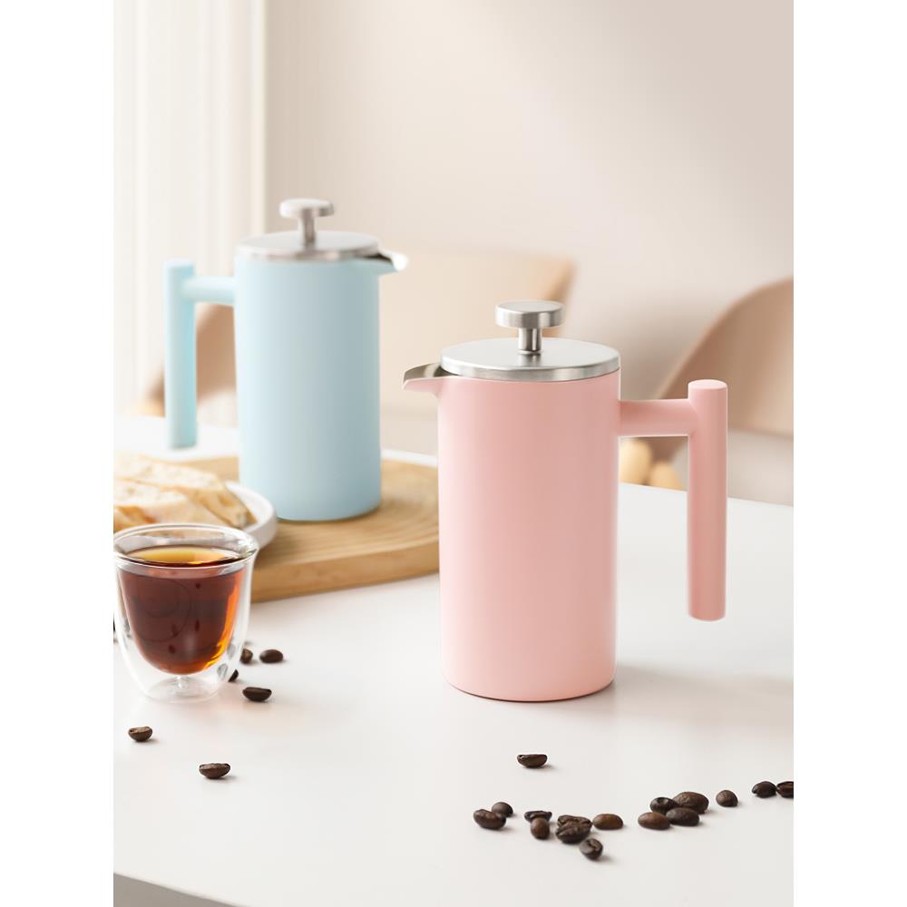 不锈钢法压壶咖啡壶家用法式滤压壶手冲咖啡用具双层保温冲泡茶壶