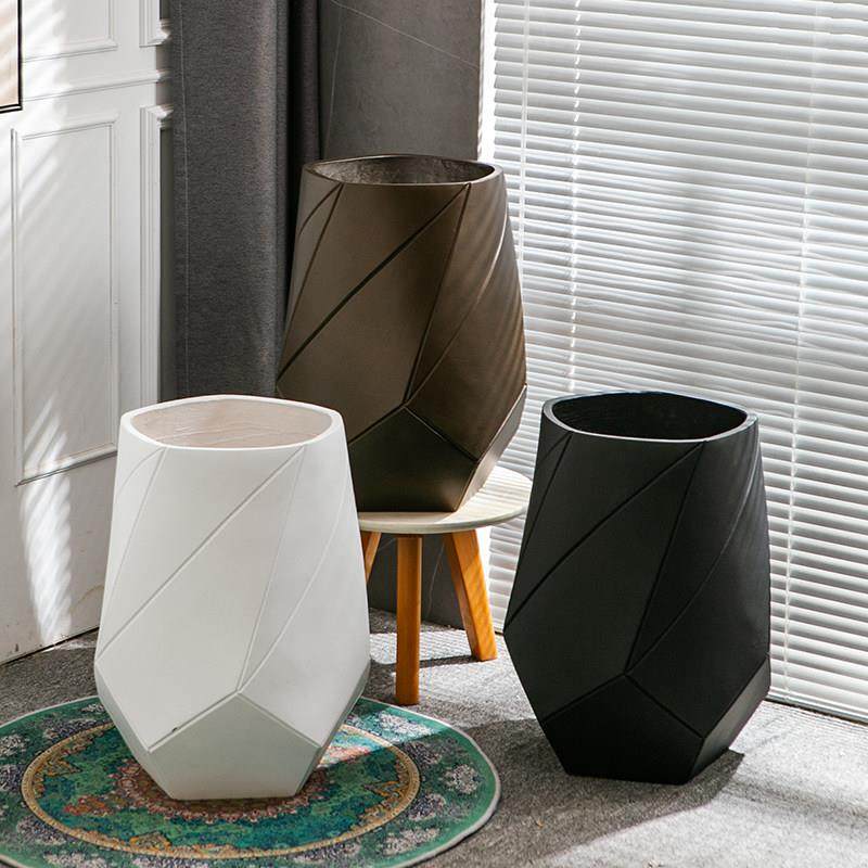 镁泥落地花盆极简菱形会呼吸大口黑金刚花器客厅民宿商场别墅摆件,鲜花速递/花卉仿真/绿植园艺,花盆,淘宝优惠券,粉丝福利购,淘宝优惠卷