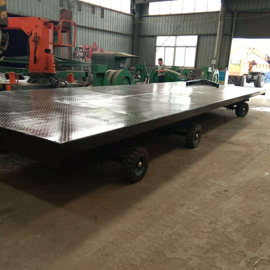 牵引车拖挂车大吨位货物搬运车四轮转向工具车牵引式平板拖车
