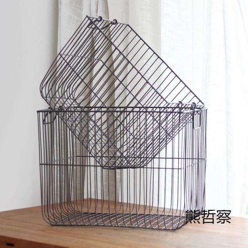 简约铁艺收纳筐大号铁艺收纳篮杂物整理储物筐落地桌面美式复古