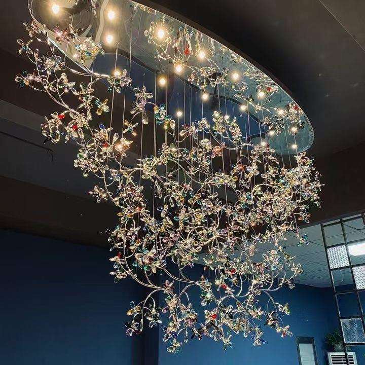 客厅水晶吊灯挑空餐厅设计师创意个性艺术复式楼别墅豪宅LOFT灯具