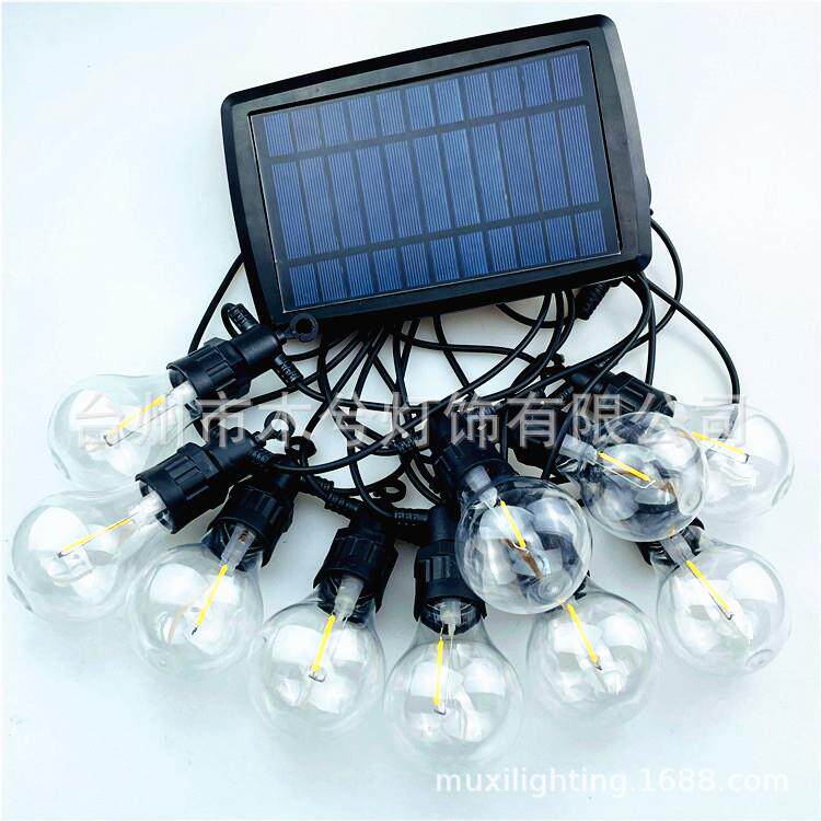 led 户外防水庭院A60S14G45太阳能灯丝灯球泡灯串节日灯圣诞灯