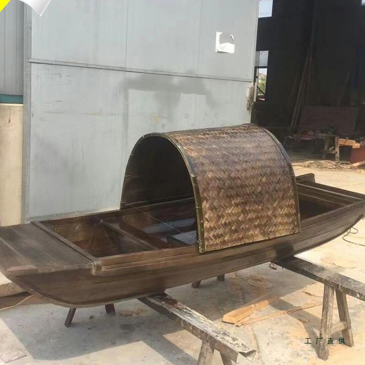 装饰木船渔船乌篷船手工模型摆件摄影道具餐饮船仿古景观木船复古