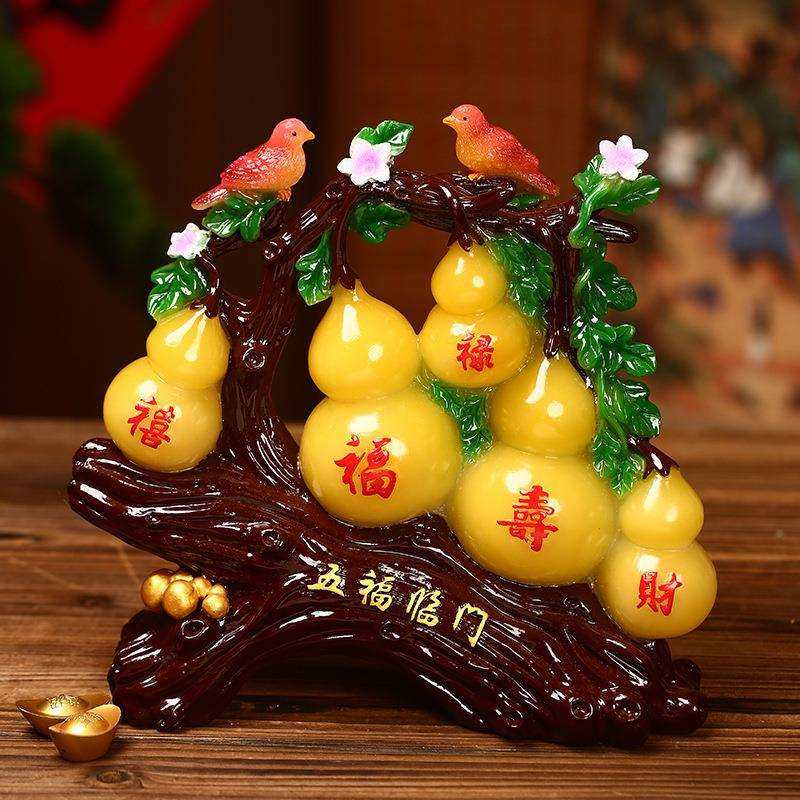 仿玉葫芦摆件招财旺宅福禄家居客厅电视柜摆设风水玄关店铺装饰品