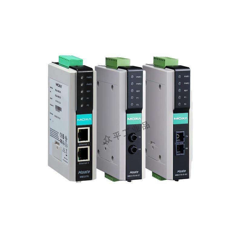摩莎/MOXA MB3170 1 和 2 端口高级串口转以太网 Modbus 网关