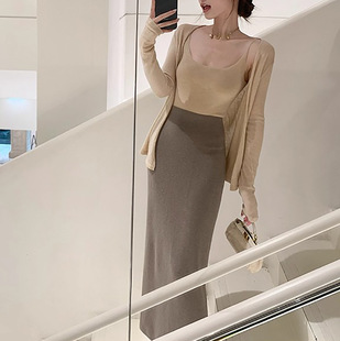 里约画刊 bi囤系优雅曲线感 超高腰针织半身裙女秋冬包臀开叉