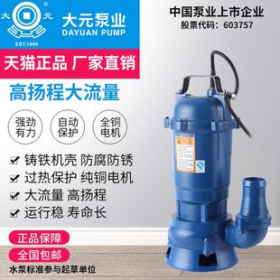 污水泵220V潜水排污泵地下室污水抽粪泵养殖场家用泥浆水WQD 大元