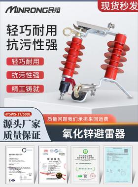 小熔体高压氧化锌避雷器Hy5Ws-5/15 7.6/27 10/30跌落配电逆变器