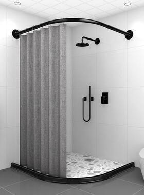 浴室防水布磁性浴帘套装免打孔弯杆浴室浴帘隔断浴帘