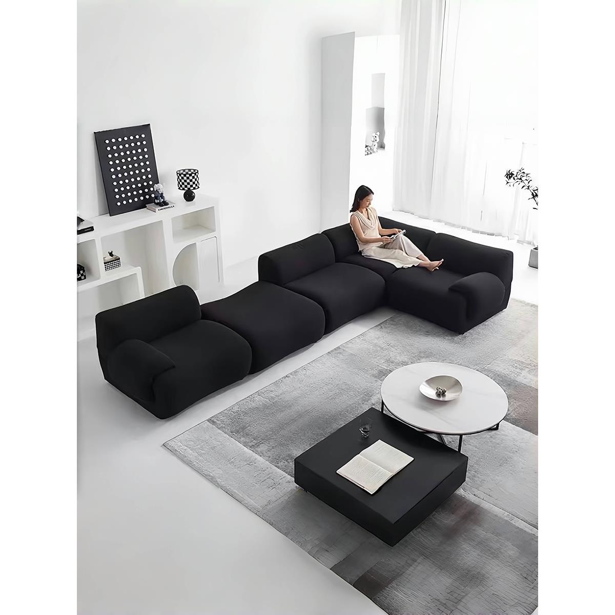 真空压缩北欧沙发小户型客厅意式极简布艺羊羔绒直排模块组合沙发