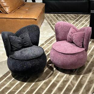 中古风万向轮小凳子家用溜溜凳法式滑轮矮椅子移动蝴蝶椅沙发矮凳