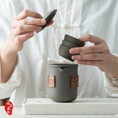 紫砂一壶二四杯便携式功夫茶具旅行泡茶壶茶杯套装户外快客杯随身