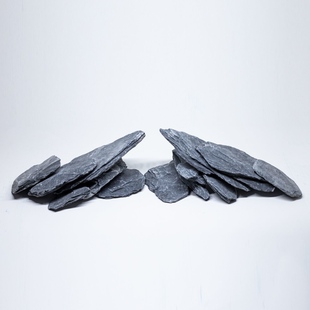 鱼缸装饰纯天然造景黑色片石石片薄片青石溪流乌龟晒台假山石头