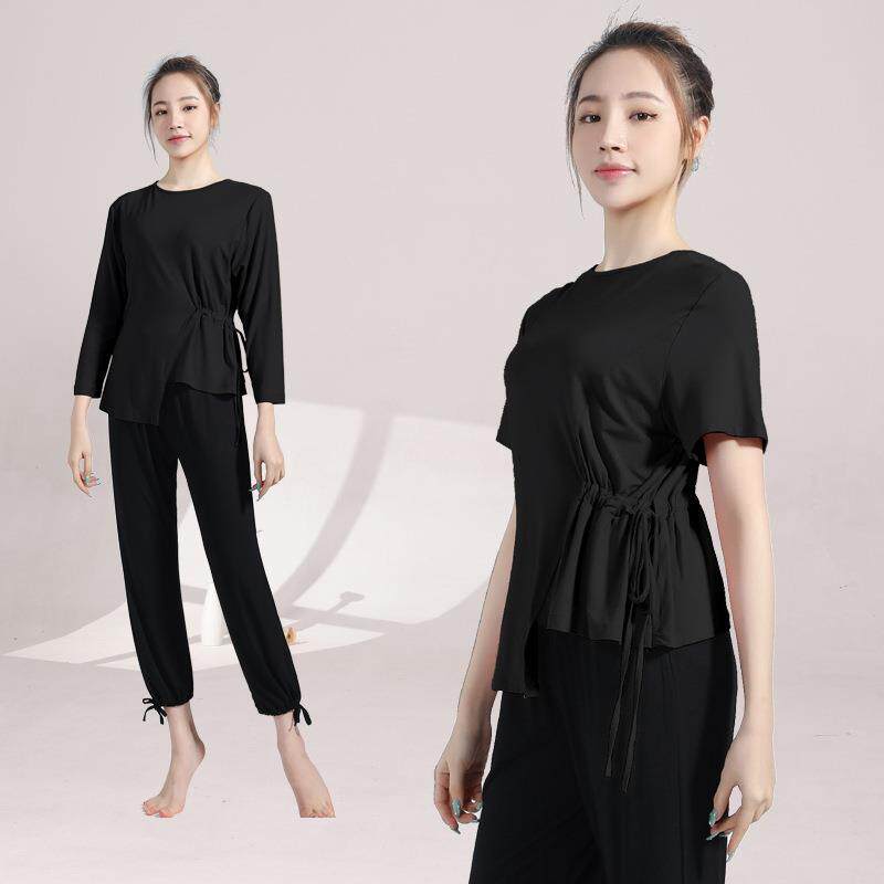 新款直销31-18舞蹈服女形体服现代舞服装宽松短袖抽绳上衣广场舞