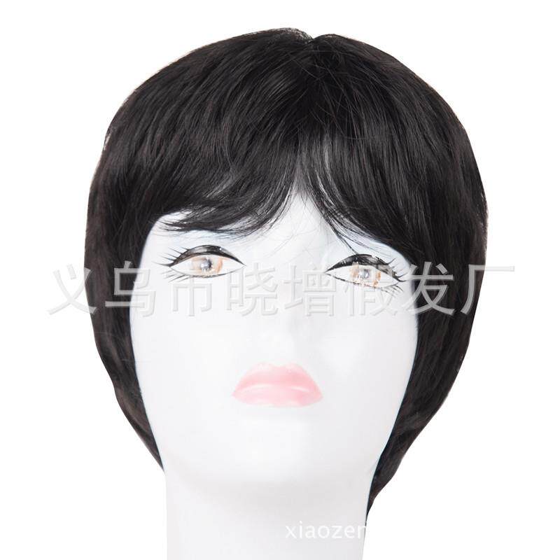 新款直销时尚假发欧美玫瑰网女短发 黑色妈妈假发 亚麻色老年发