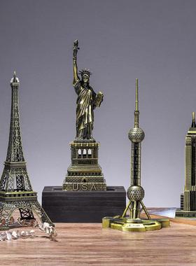 直销新款创意铁艺地标建筑塔模型摆件家居客厅玄关桌面装饰金属工