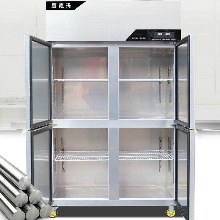 直销新款商用四门冷柜 不锈钢冷冻柜双温冷藏冰柜不锈钢铜管制冷