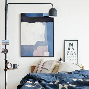 直销新款蓝色抽象派墙壁装饰画艺术灰蓝撞色现代简约挂画房间抽象