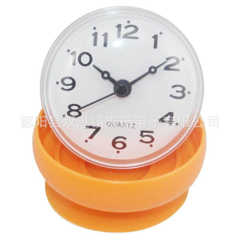 直销新款浴室钟防水浴室电子挂钟防雾厨房吸盘钟表石英挂表