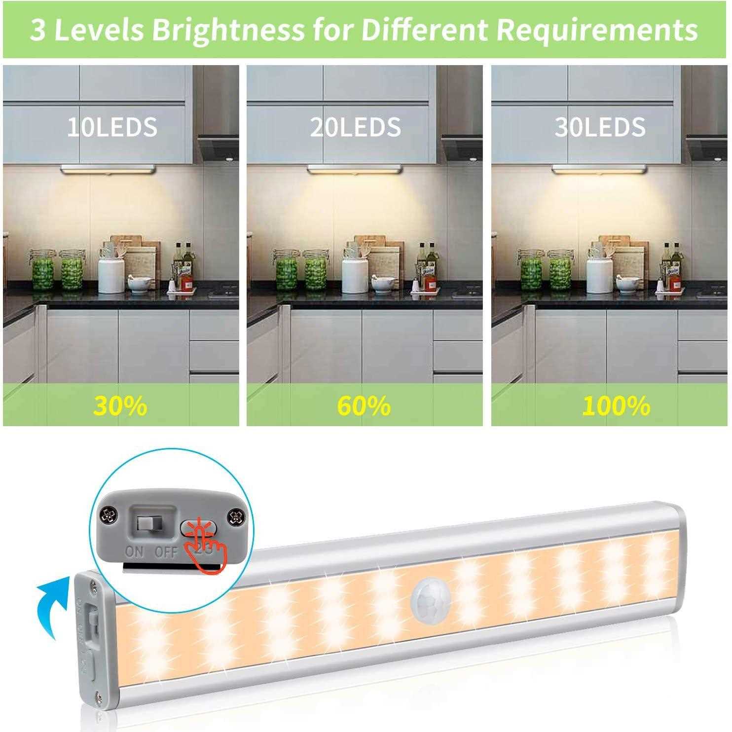 直销新款2022外贸新款智能30LED红外人体感应灯可充电卧室客厅橱