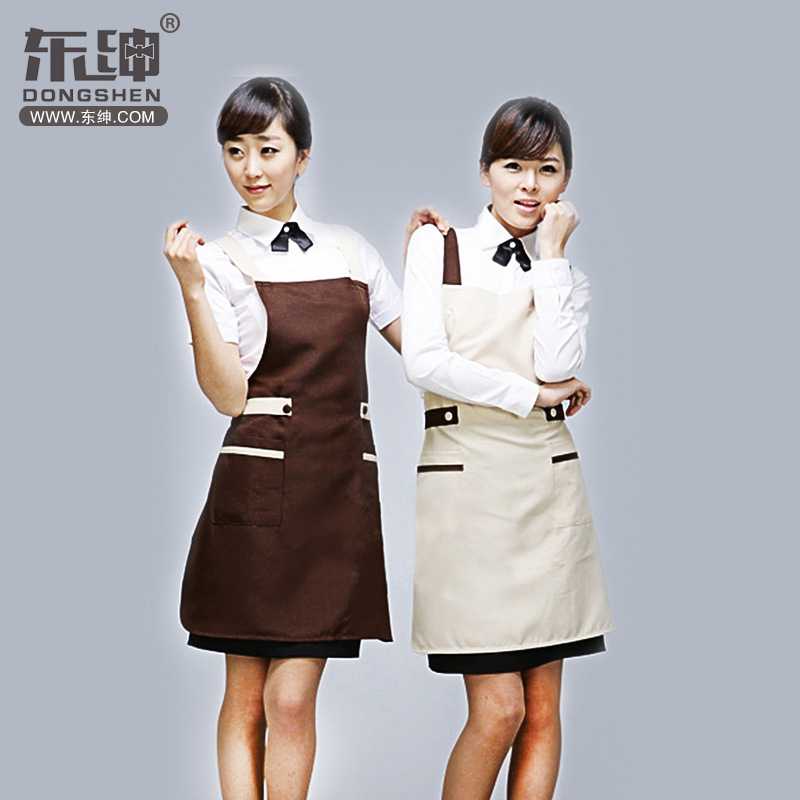 新款直销西餐厅工作服咖啡厅时尚围裙面包店韩版工作制服无袖8