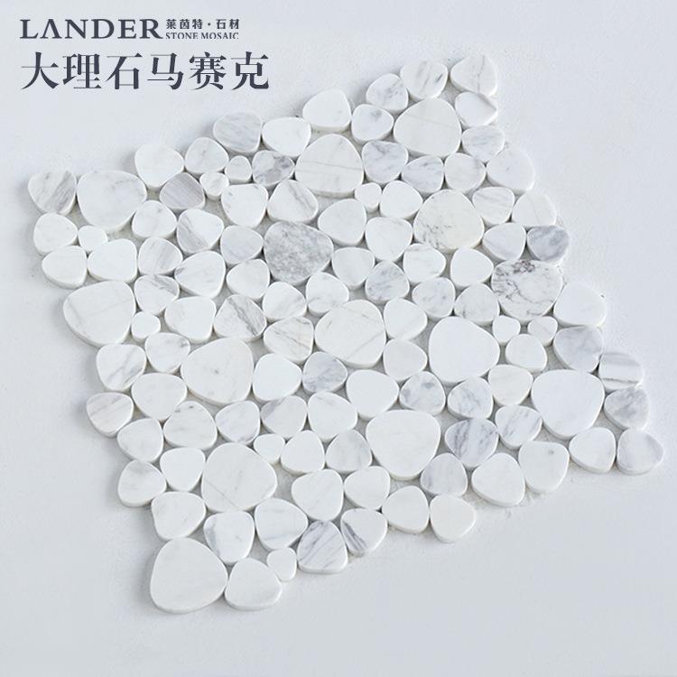 新款直销石材马赛克水刀磨圆心形大理石背景墙拼图现风格白色灰色