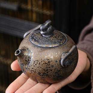 铁锈釉茶壶泡茶家用陶瓷功夫茶具单壶日式 直销新款 复古粗陶小号过