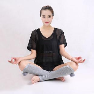 冬款 直销新款 加厚毛线靴套毛球舞蹈护腿袜套踩脚瑜伽袜女长筒针织