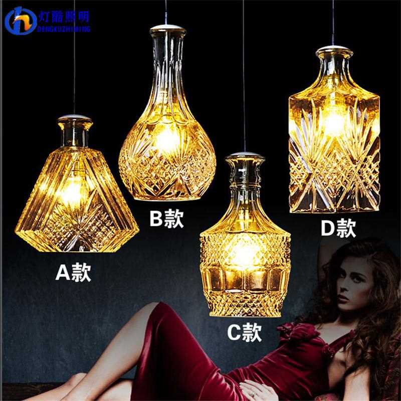 直销新款loft水晶玻璃创意复古餐厅吊灯吧台酒吧简约个性刻花玻璃