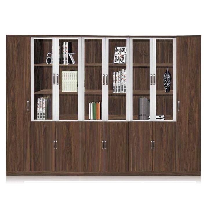 直销新款时尚现代玻璃门文件柜板式办公储物柜大容量六门八门书柜