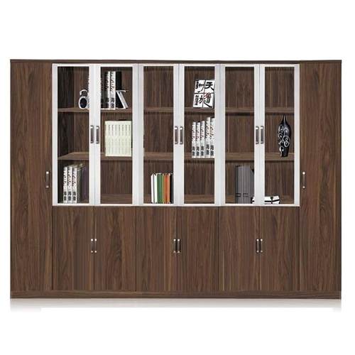 直销新款时尚现代玻璃门文件柜板式办公储物柜大容量六门八门书柜