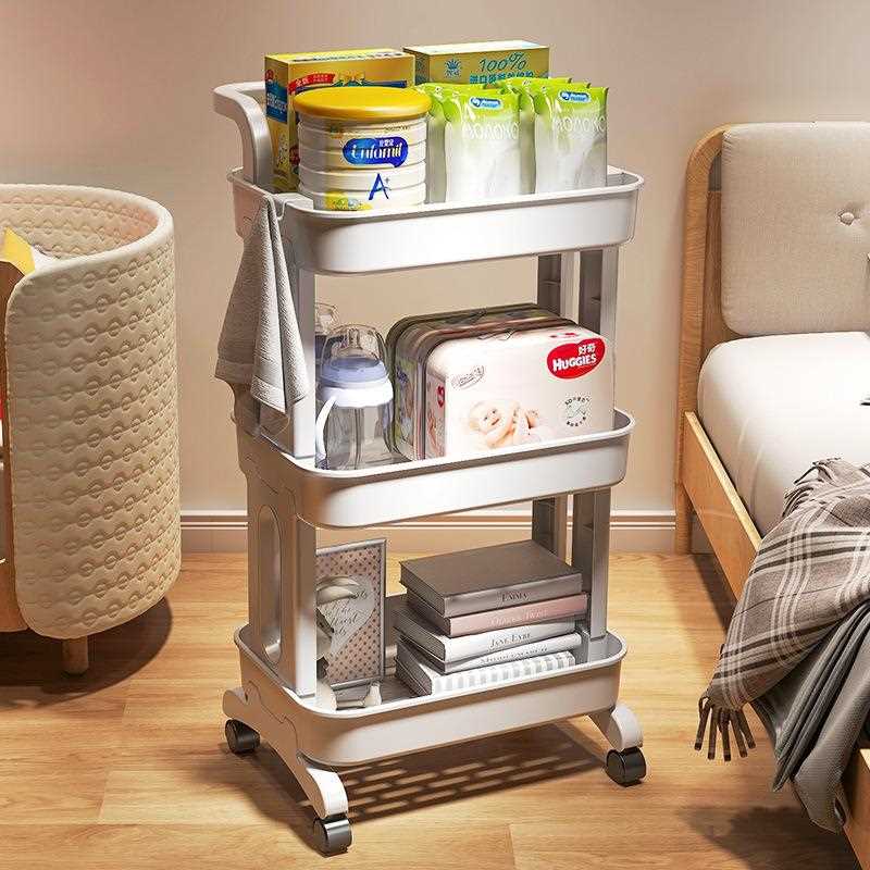 直销新款小推车置物架家用多功能厨房多层落地置物架可移动放水果