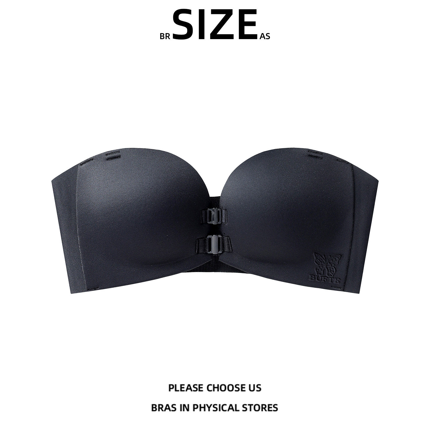 BR SIZE AS前扣无肩带内衣女士无钢圈小胸聚拢显大防滑隐形文胸罩