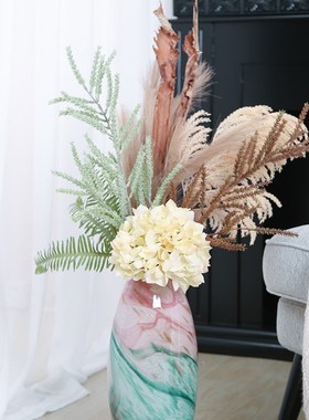 流纹手工琉璃花瓶摆件客厅样板间装饰品餐桌插花花器摆设