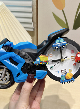 创意摩托车儿童闹钟炫酷学生懒人时钟强力叫醒闹钟男女孩起床神器