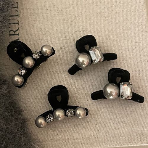 优雅贵气感~灰珍珠植绒发夹女前额刘海碎发夹子头饰公主头小抓夹