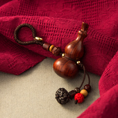 檀木葫芦挂绳钥匙扣挂件汽车链圈环个性 创意随身文玩男女把玩挂饰