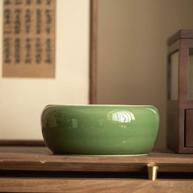 直销新款青璃宽博茶洗大号陶瓷茶洗杯洗茶渣桶水盂笔洗缸日式功夫