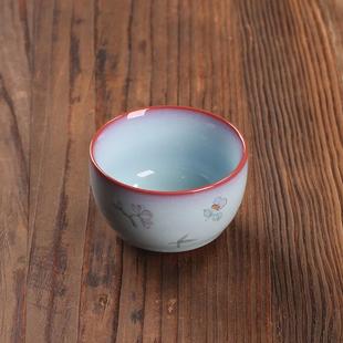 直销新款 个人杯女士品茗杯茶杯紫色 陶瓷手绘主人杯 大号茶杯高端