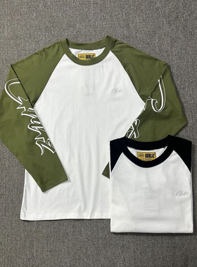 跨境潮牌CORTEIZ拼接麒麟臂印花长袖美式复古休闲宽松街头嘻哈T恤